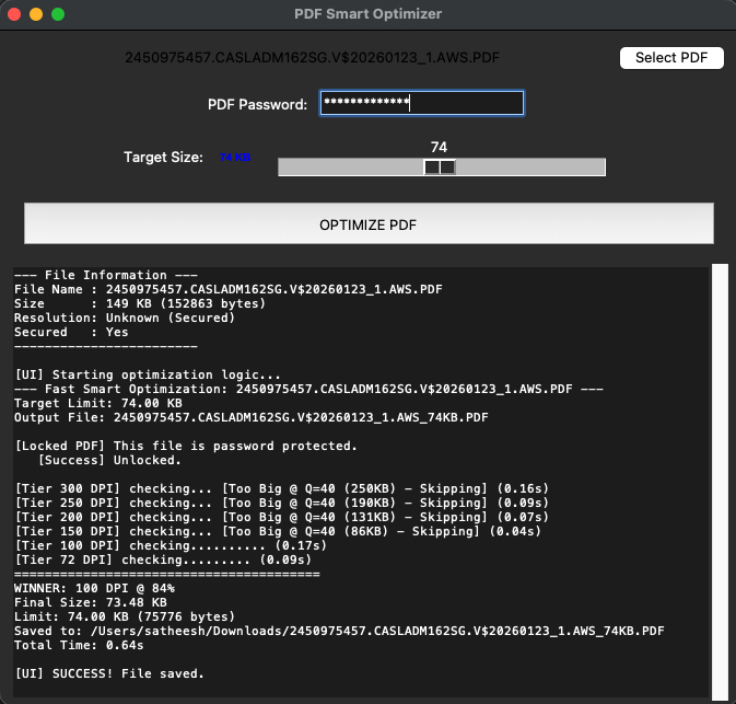 PDF Optimizer Screenshot