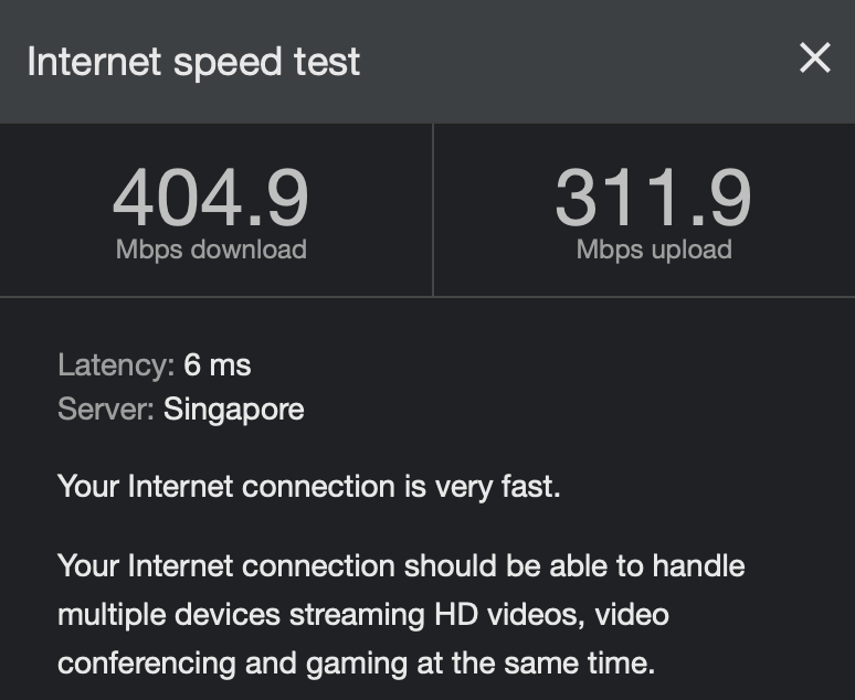 Speed Test Result